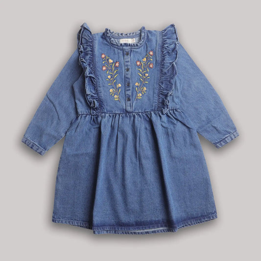 Evee Denim Folk Dress