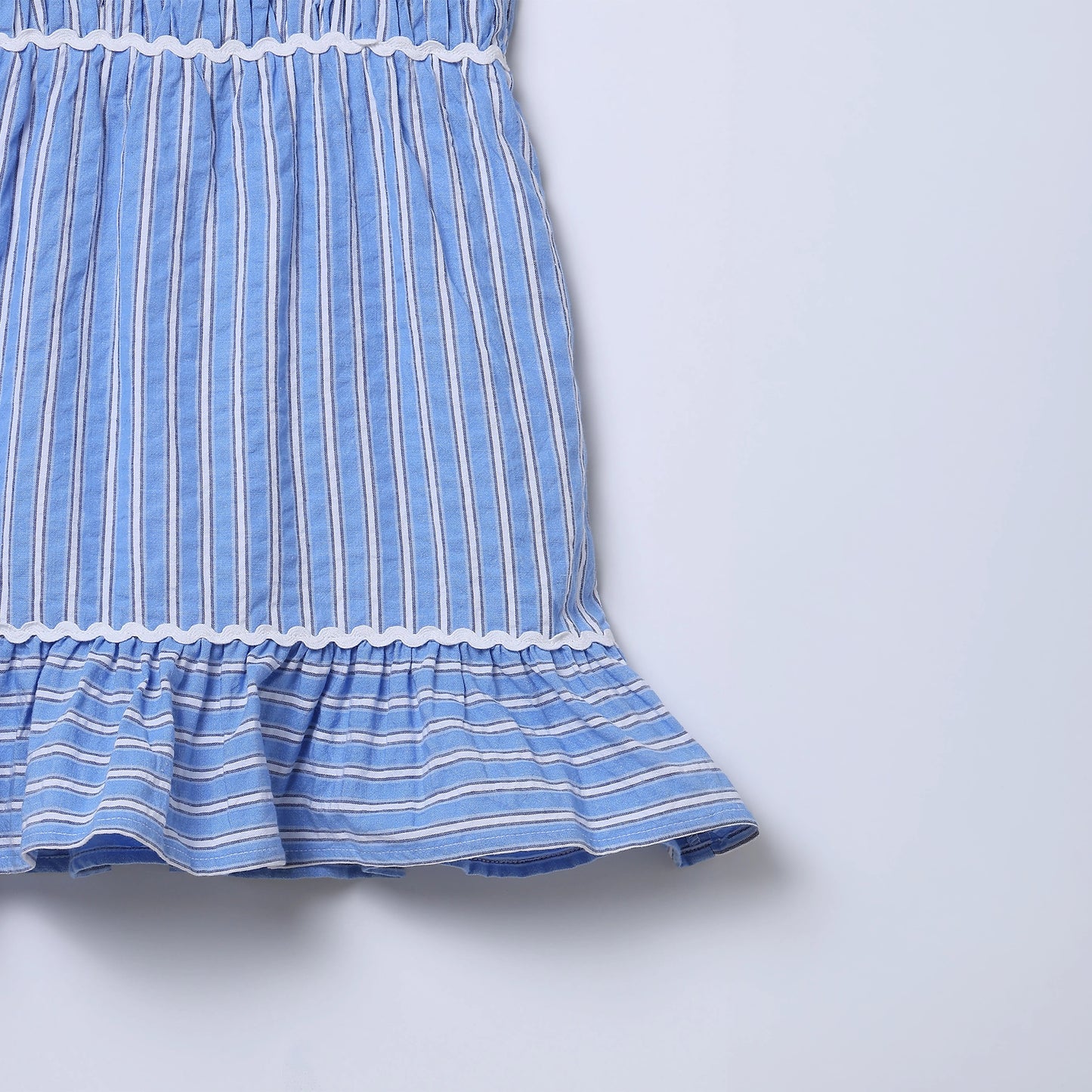 Girls Blue Striped Smocked Cotton Seersucker Dress – Jollie | Erde