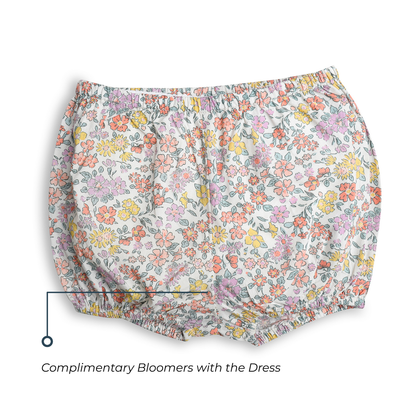 🌸 Sophie Dress – In Floral Blooming Print with decorative piccoting edge