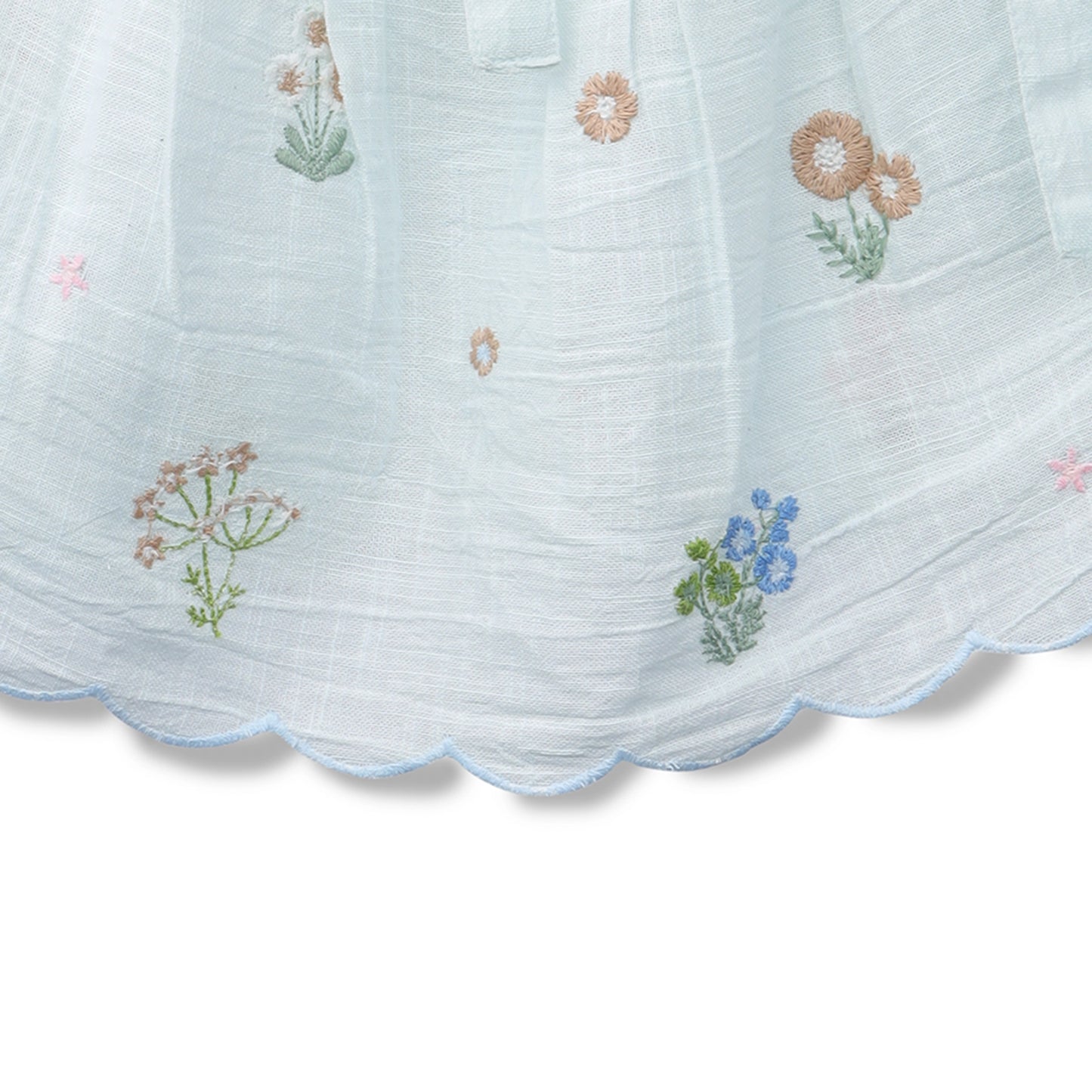 Girls Powder Blue Embroidered Cotton Co-ord Set – Phillis | ERDE India