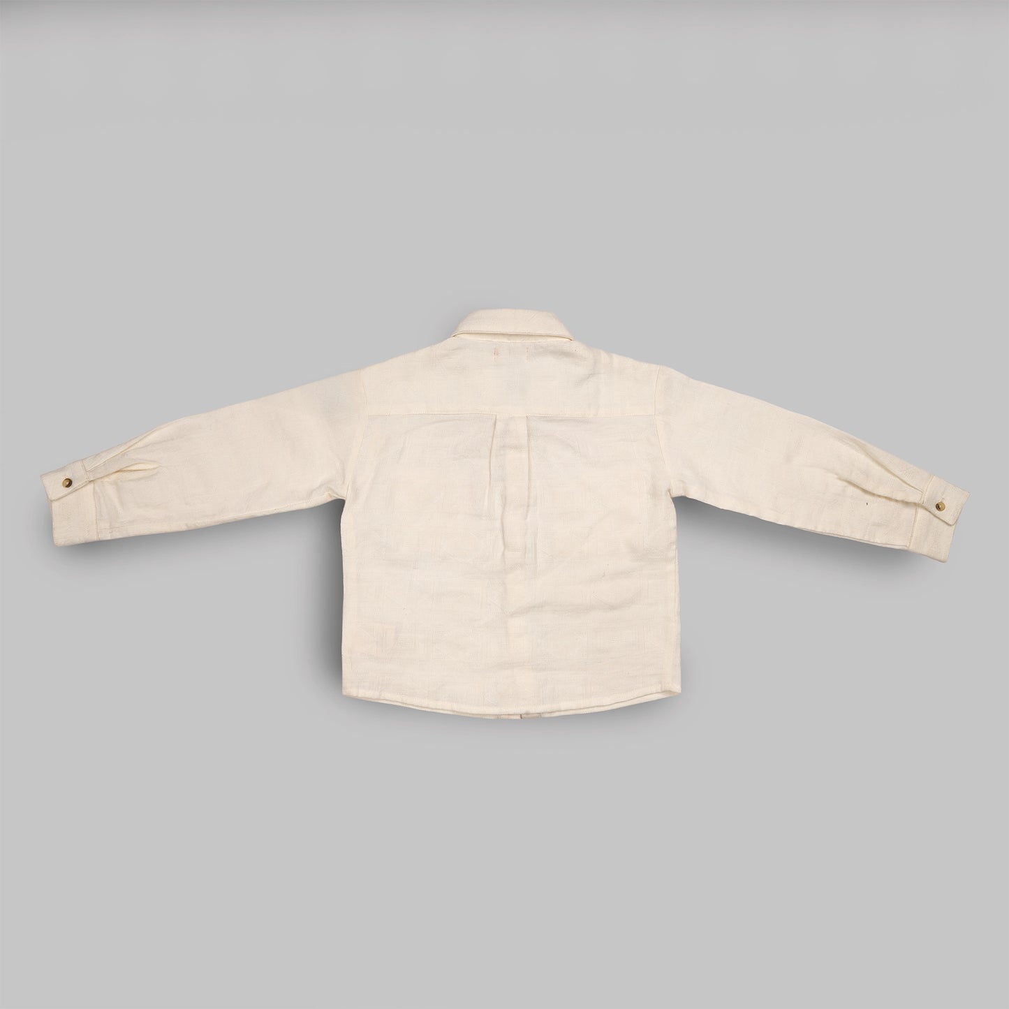 Greek Shirt – Ivory White in Soft Cotton Jacquard