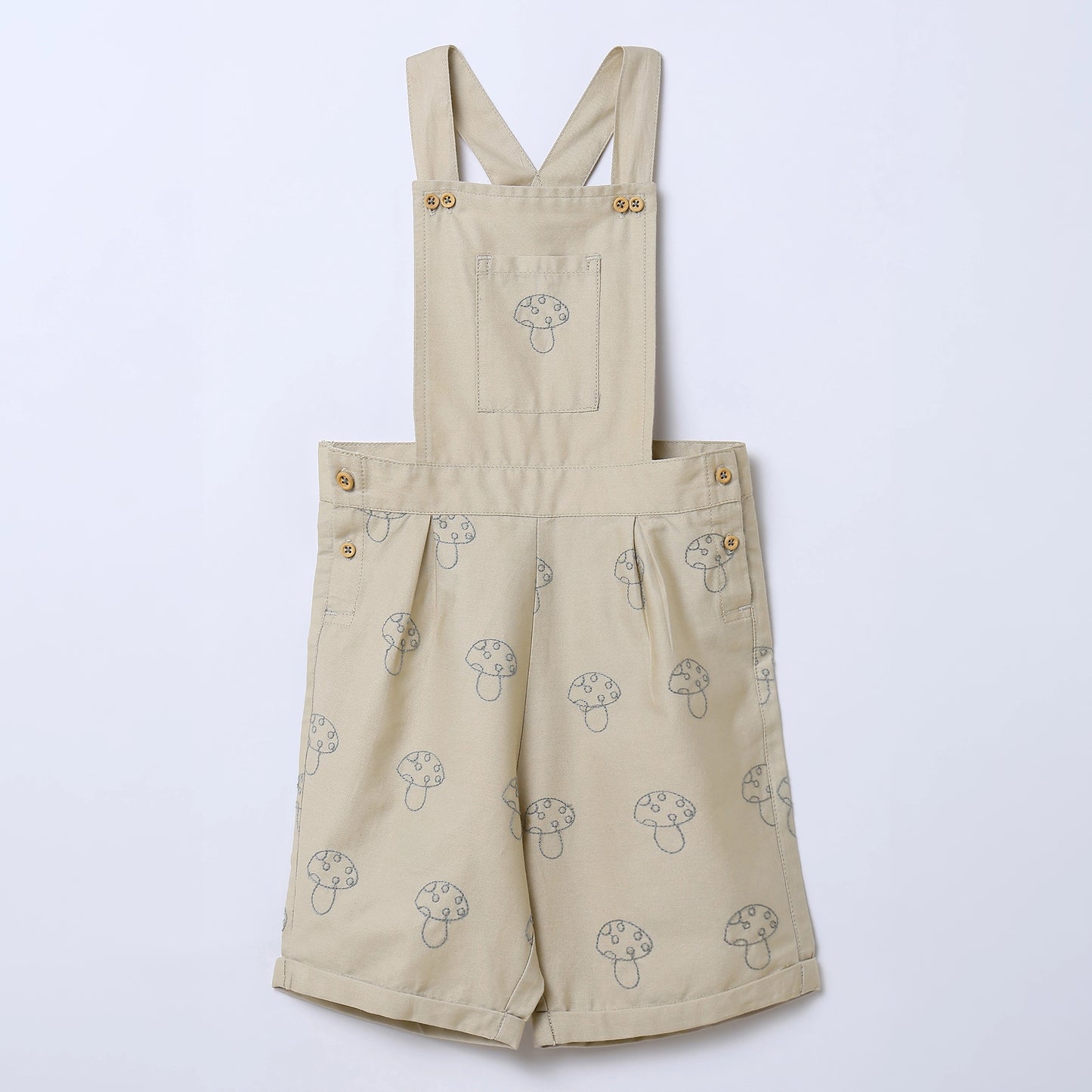 Mushroom Embroidered Cotton Dungaree