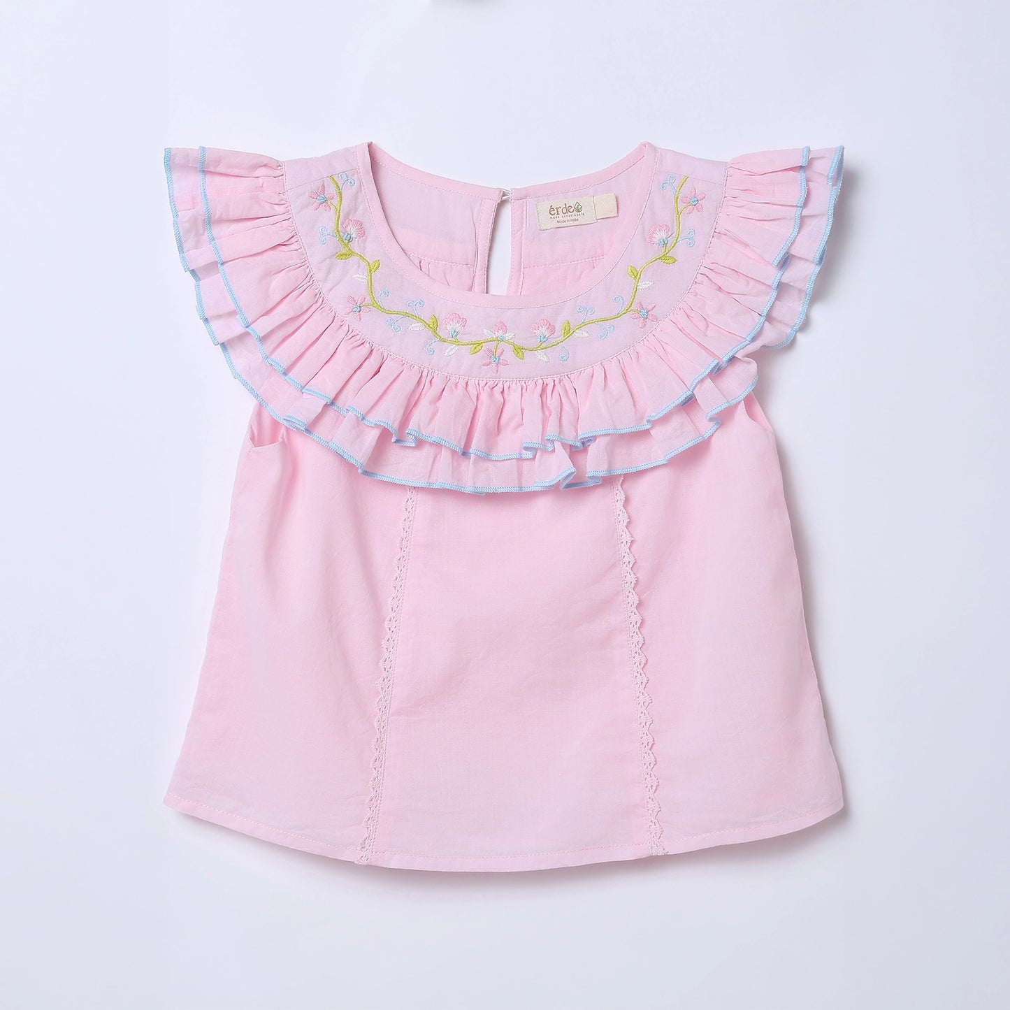 Evee Embroidered Ruffle Cotton Top