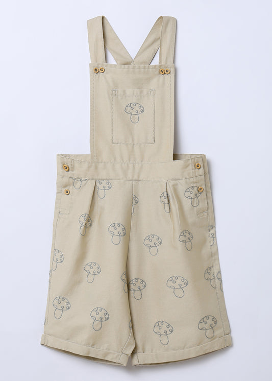 Mushroom Embroidered Cotton Dungaree