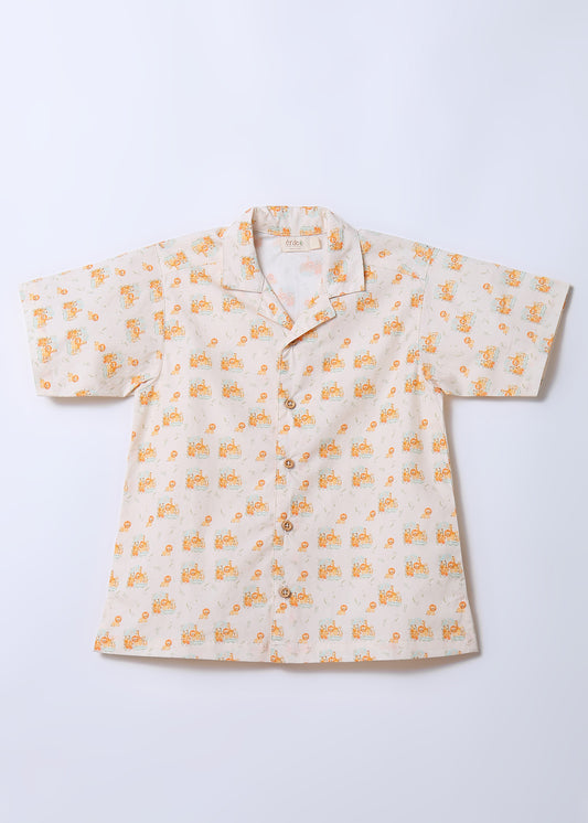 Boys Safari Print Cotton Shirt & Shorts Set CO-ORD