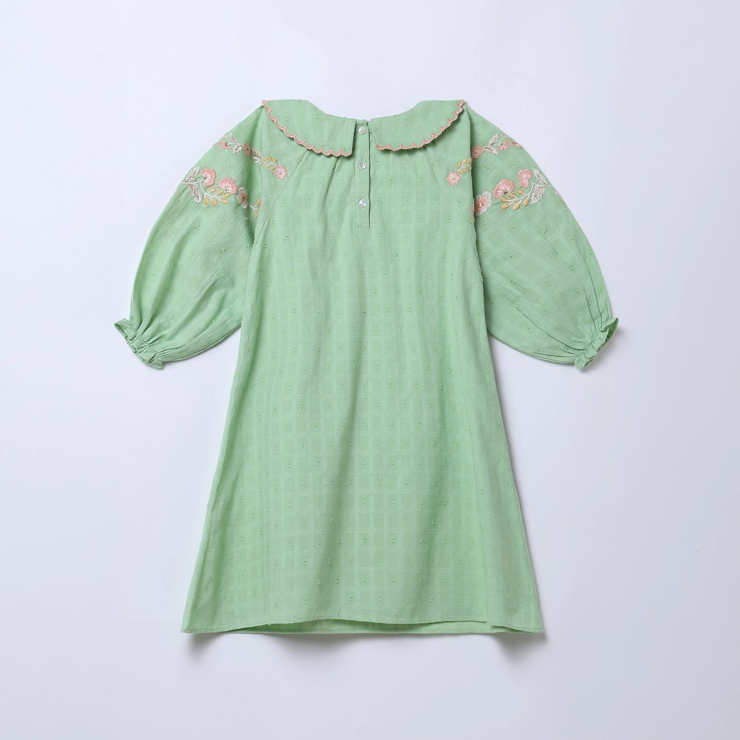 Andrea Dress - Handcrafted smocked dress with embroidery on sleeves
