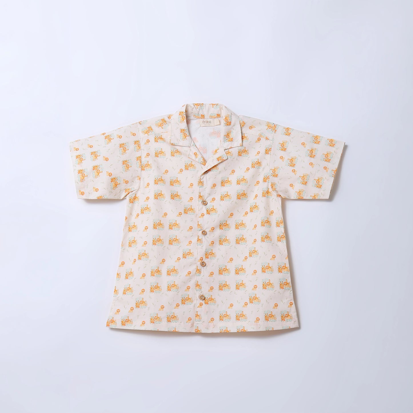 Boys Safari Animal Print Cotton Shirt & Shorts Co-ord Set | ERDE India