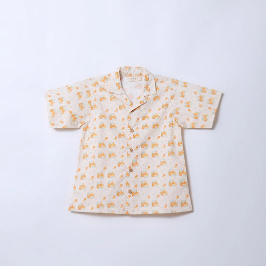 Boys Safari Animal Print Cotton Shirt & Shorts Co-ord Set | ERDE India