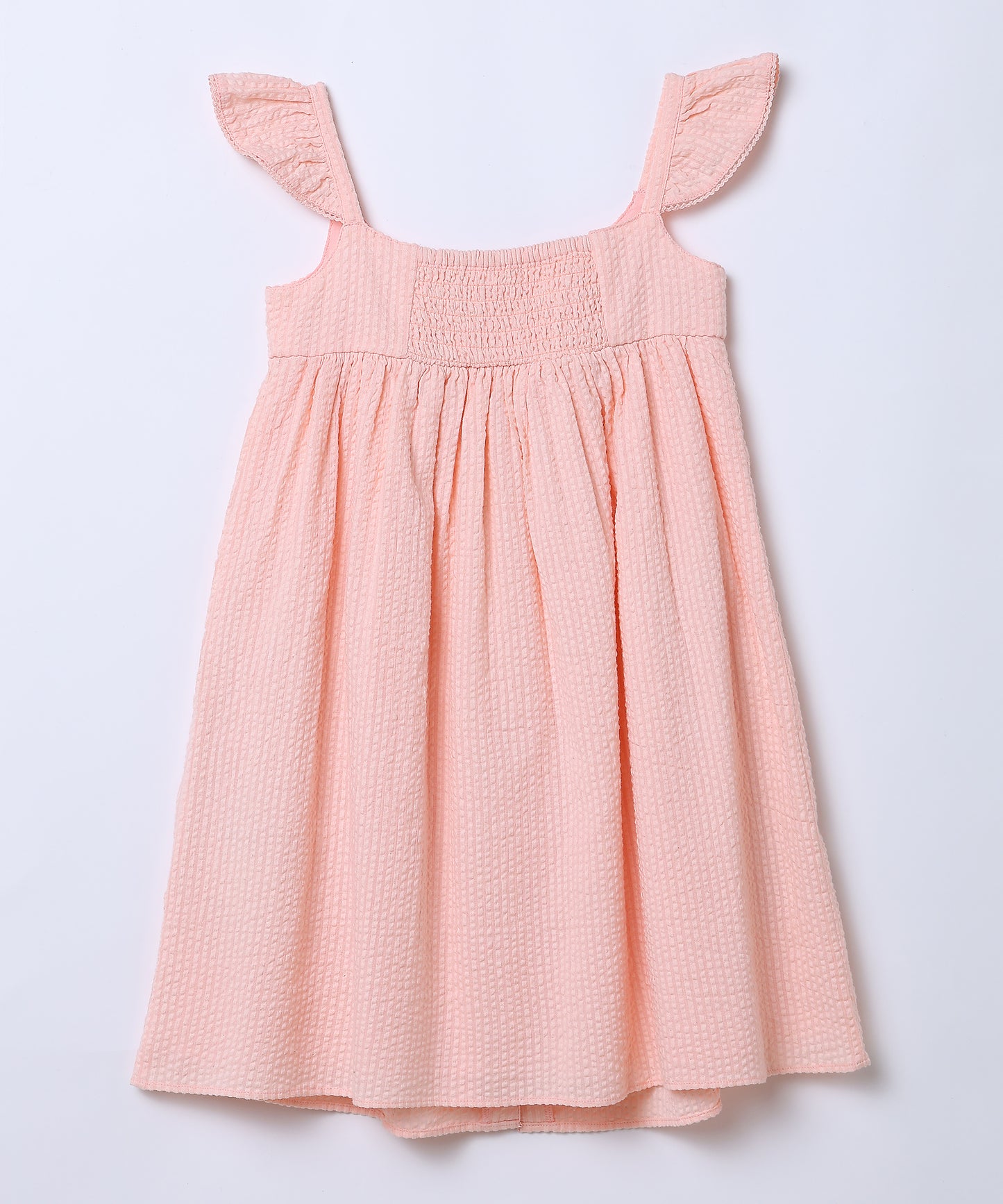 Girls Blush Floral Embroidered Cotton Seersucker Dress – Lana | Erde