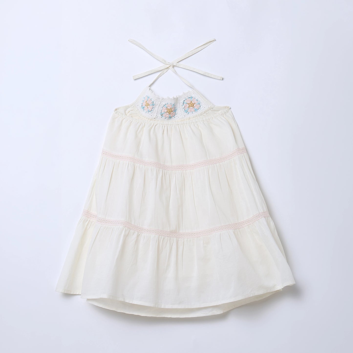 Girls Handcrafted Crochet Tiered Cotton Dress – Nicole | ERDE India