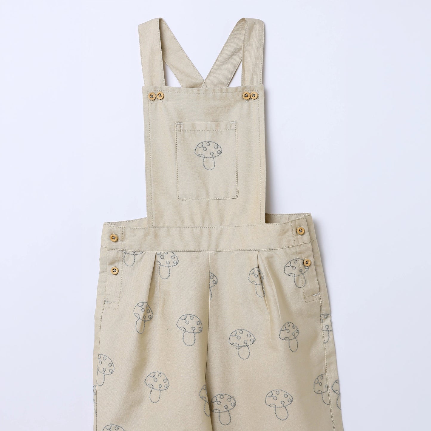 Mushroom Embroidered Cotton Dungaree