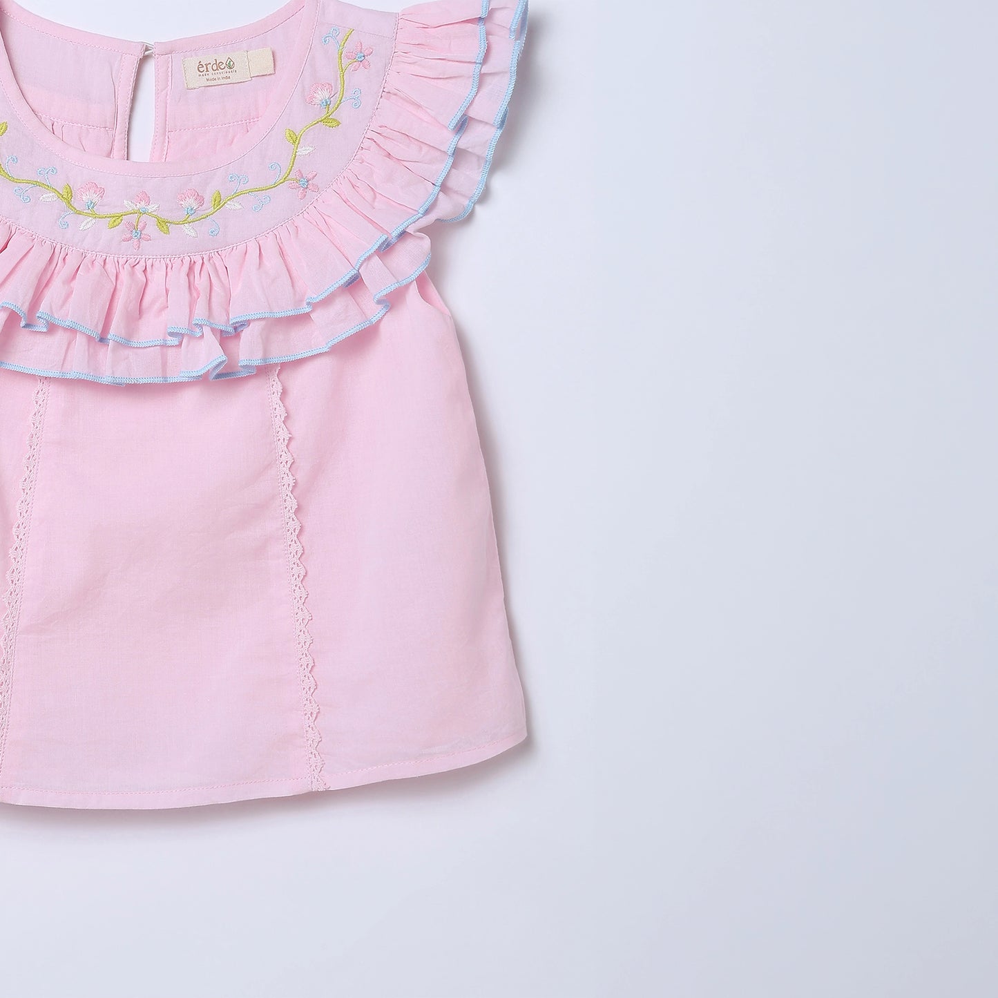 Evee Embroidered Ruffle Cotton Top