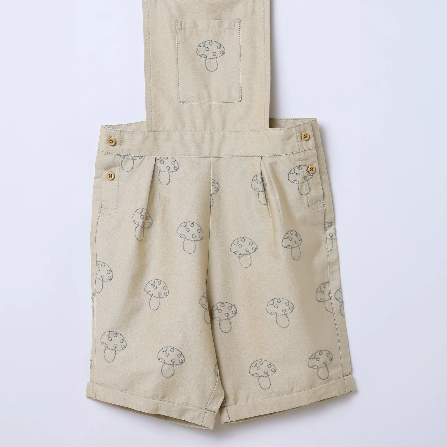 Mushroom Embroidered Cotton Dungaree