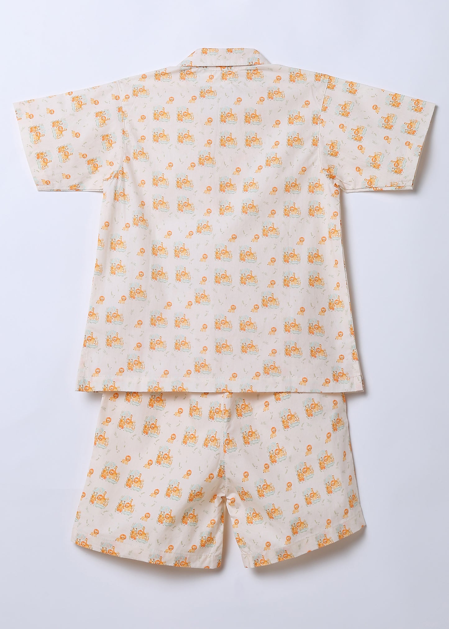 Boys Safari Print Cotton Shirt & Shorts Set CO-ORD