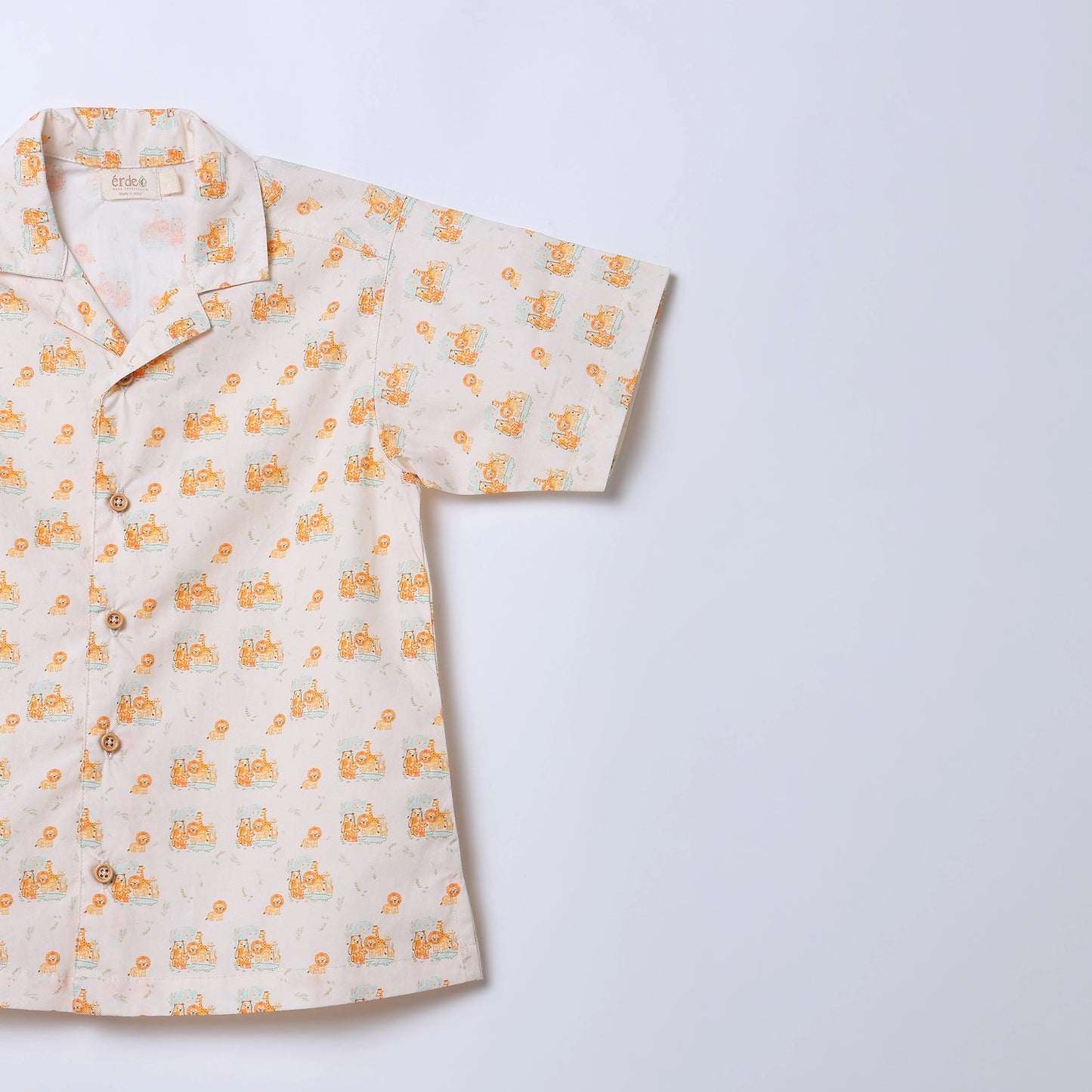 Boys Safari Animal Print Cotton Shirt & Shorts Co-ord Set | ERDE India