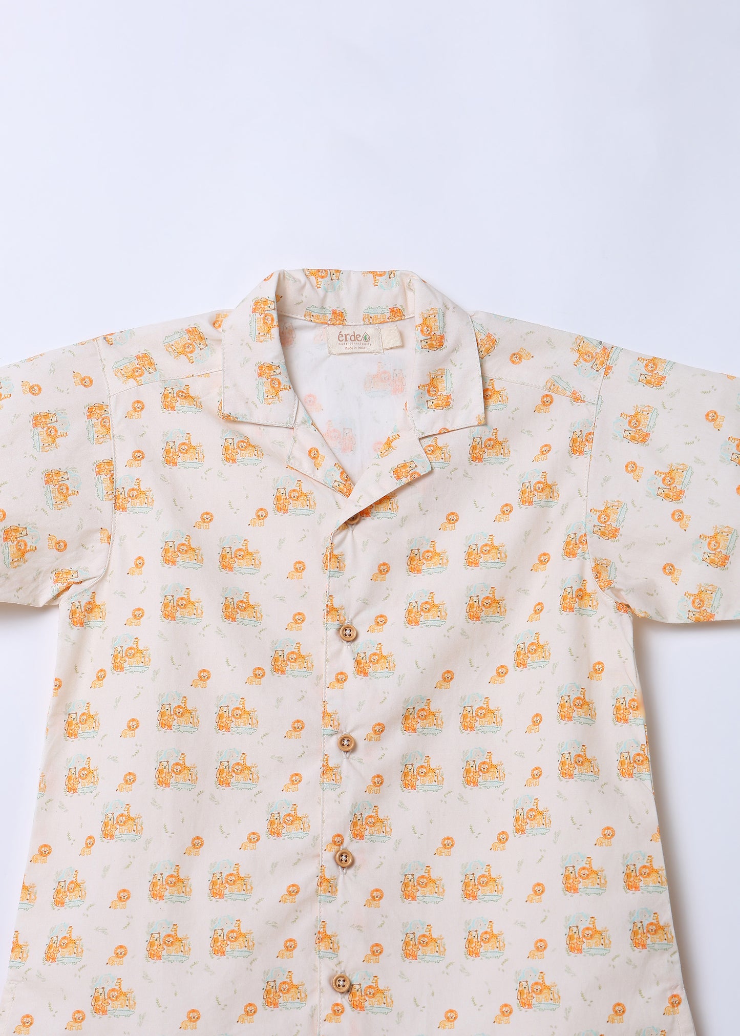 Boys Safari Print Cotton Shirt & Shorts Set CO-ORD
