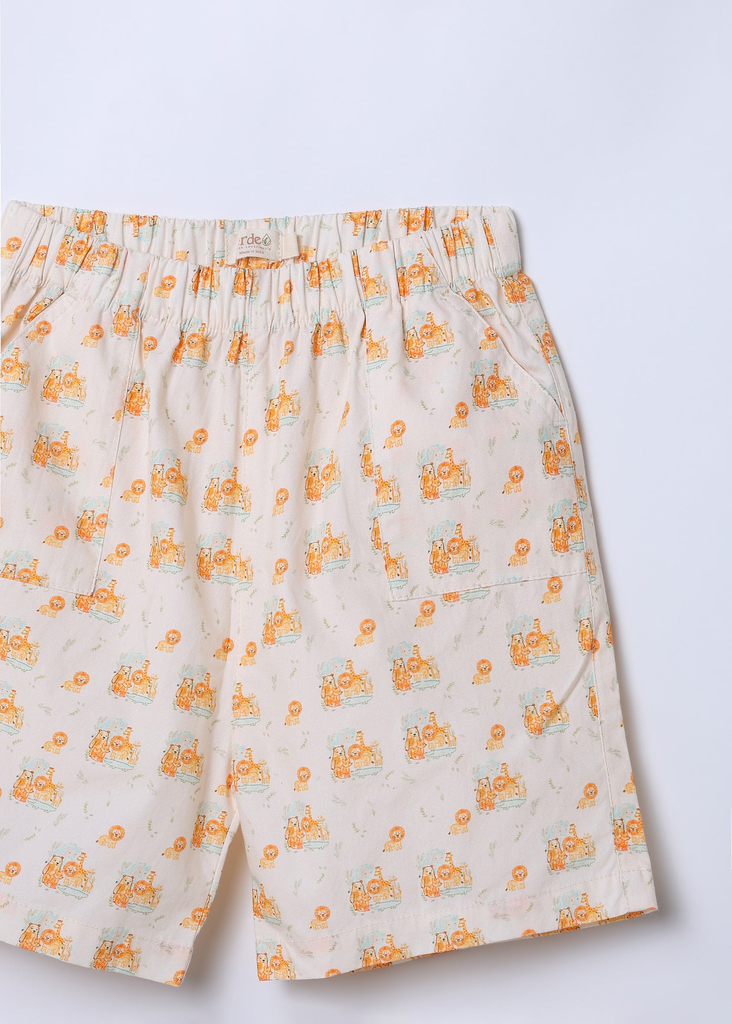 Boys Safari Print Cotton Shirt & Shorts Set CO-ORD