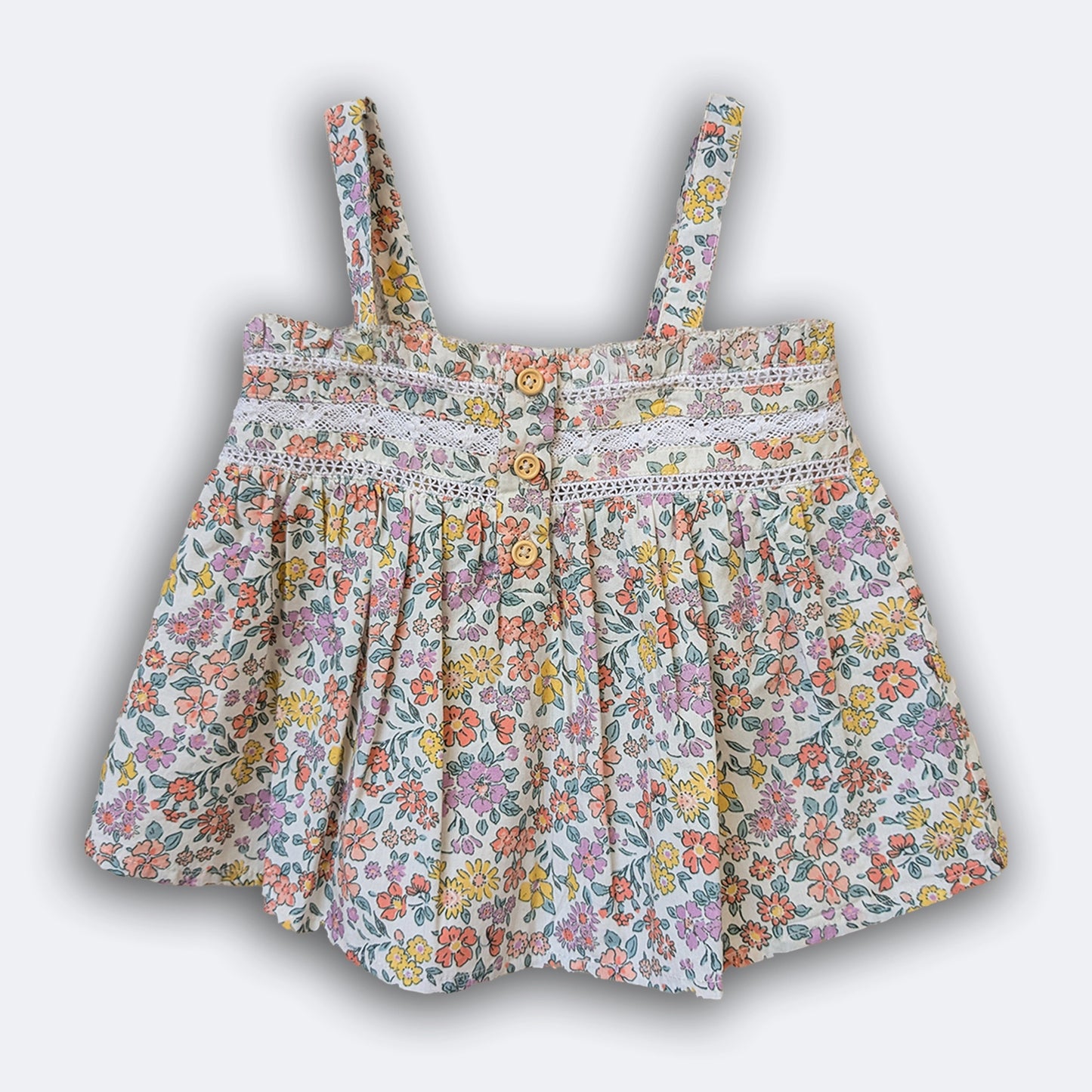 Girls Floral Printed Lacey Strap Top – Chloe | ERDE India