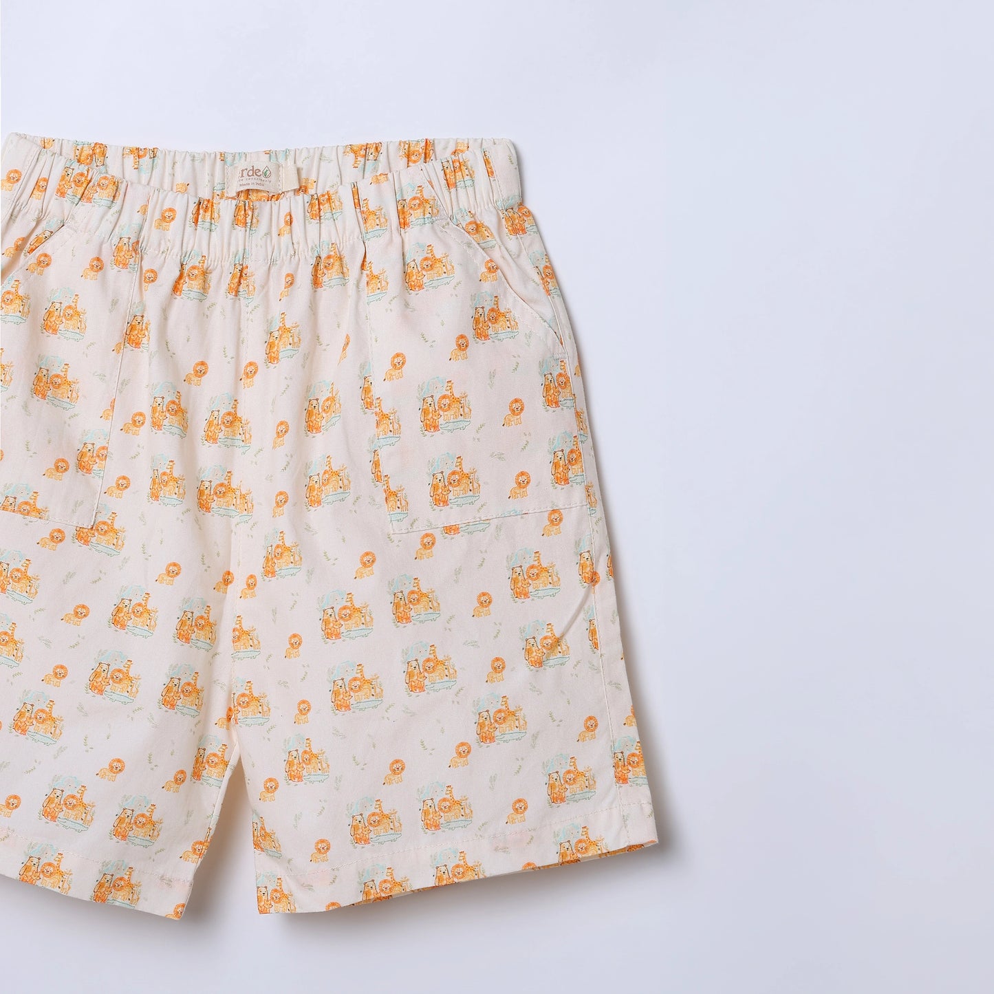 Boys Safari Animal Print Cotton Shirt & Shorts Co-ord Set | ERDE India