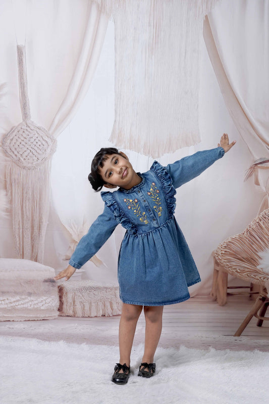 Evee Denim Folk Dress