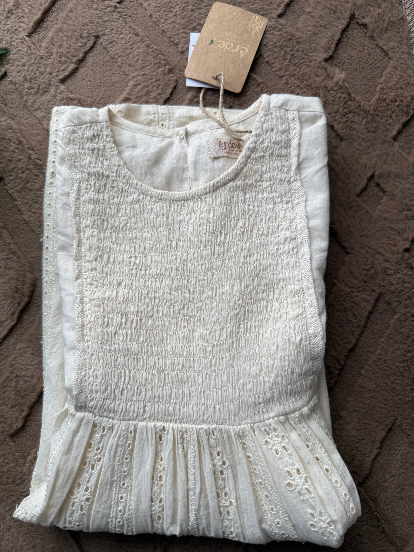 🤍 Naomi Dress – Cream Petal Whisper