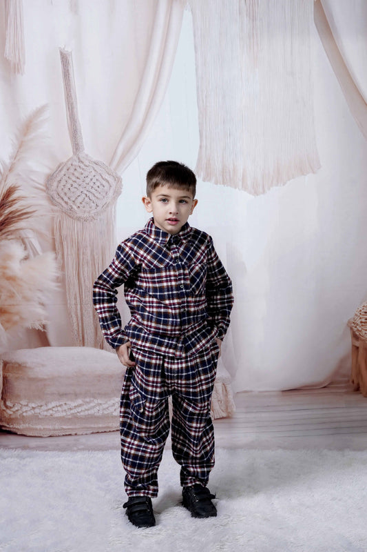 Boys heritage flannel check winter trousers – Andre by Erde, ages 2–6