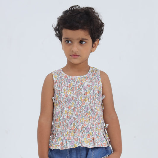 Girls smocked cotton garden bloom top – Ember by Erde, ages 2–6