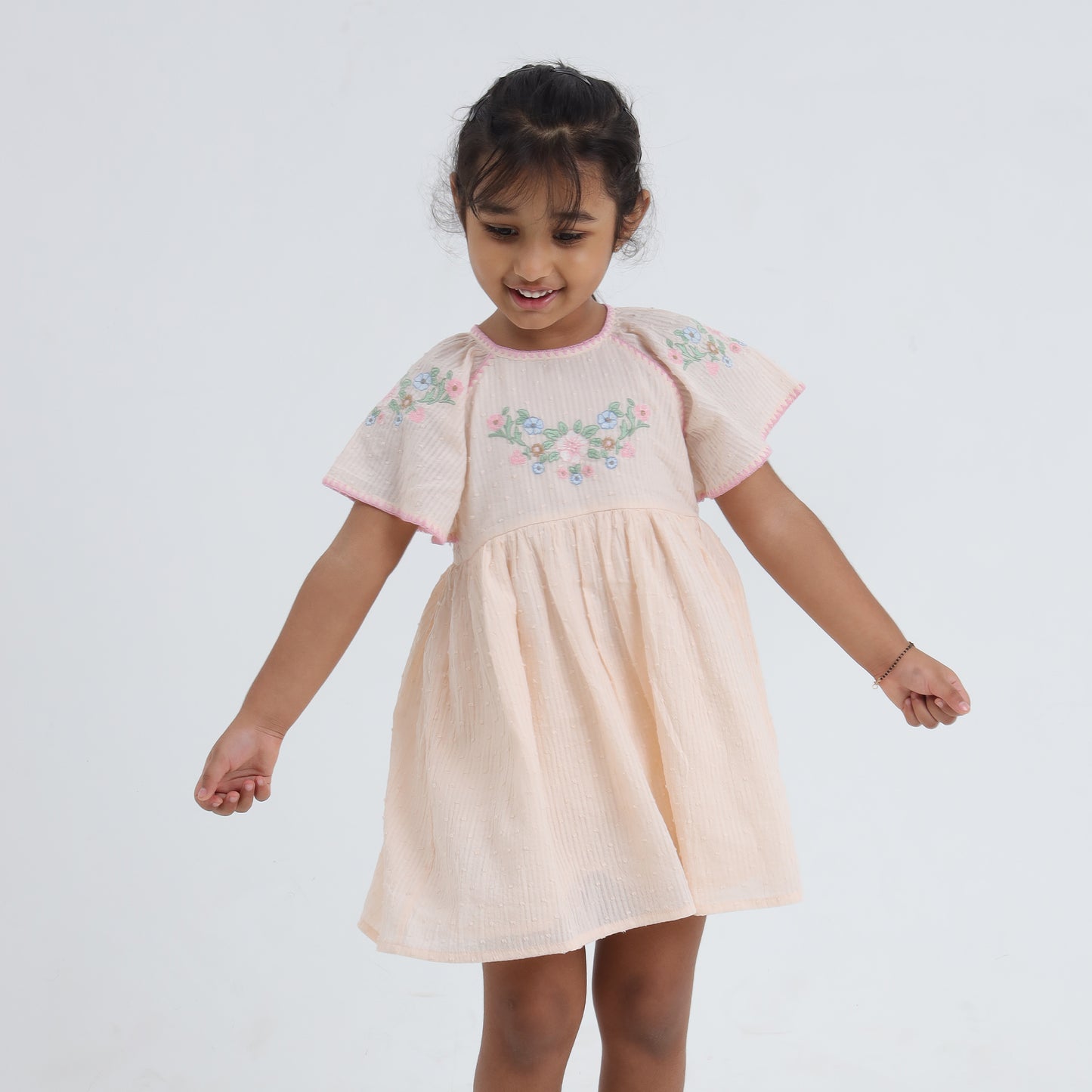 Girls blush pink embroidered cotton dress – Marie by Erde, ages 2–6