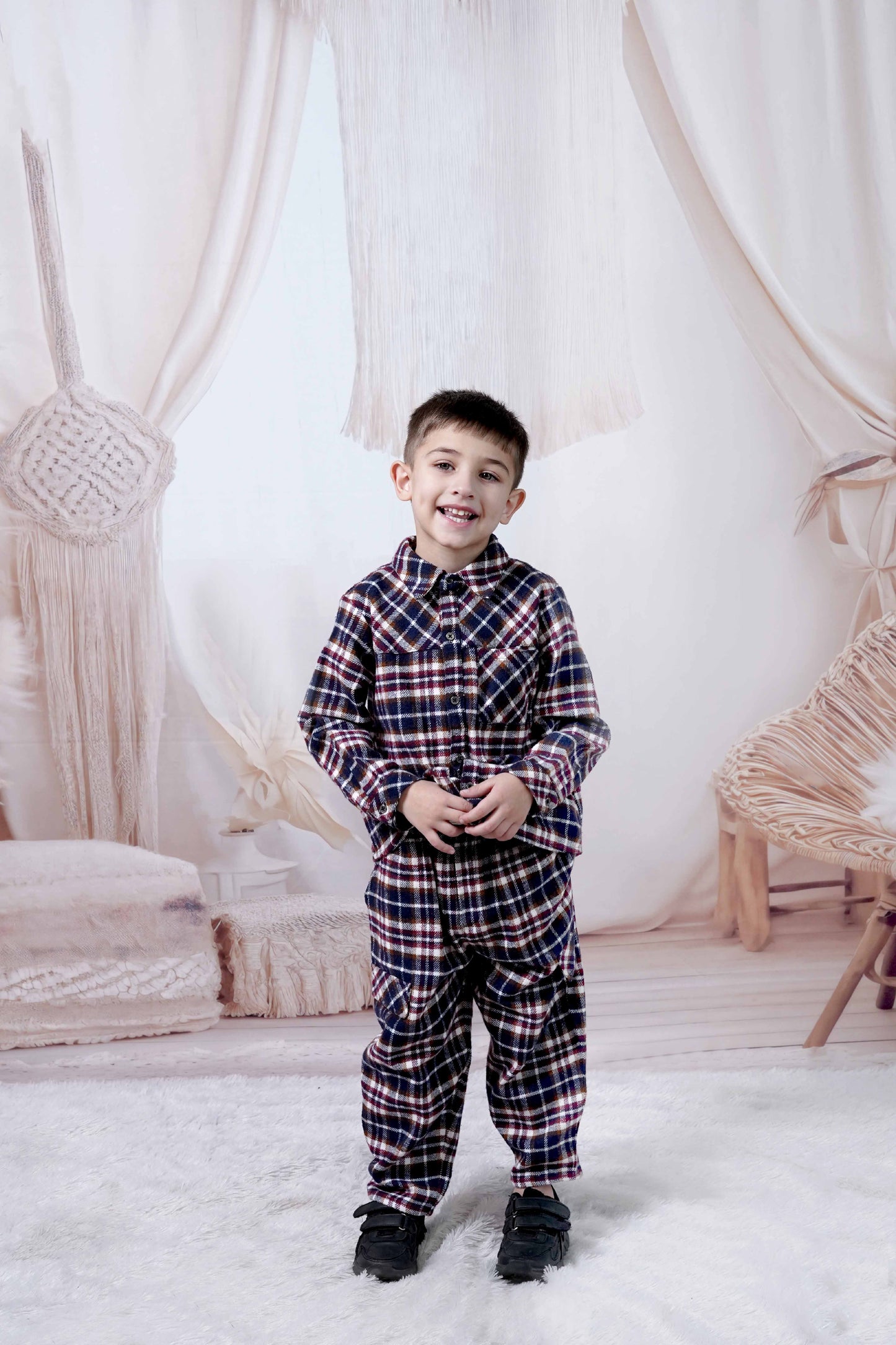 Boys soft warm flannel shirt – Vince by Erde, natural cotton, ages 2–6, handmade India