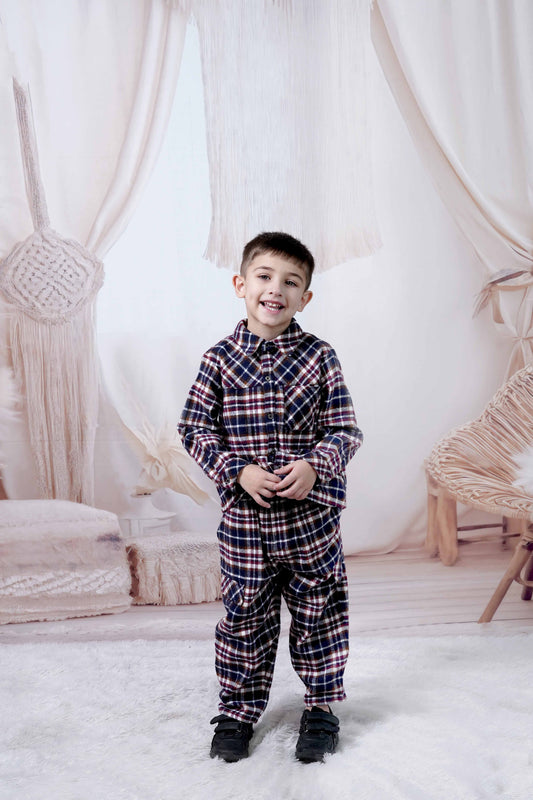 Boys soft warm flannel shirt – Vince by Erde, natural cotton, ages 2–6, handmade India