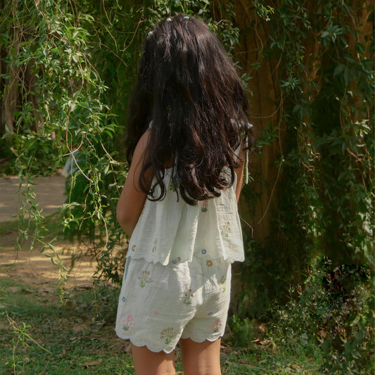 🌿 Phillis Embroidered Co-ord Set — Powder Blue