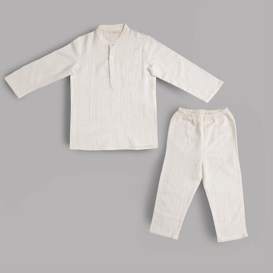 WhiteGoldKurtaSet – The Lurex-Twill Festive Essential